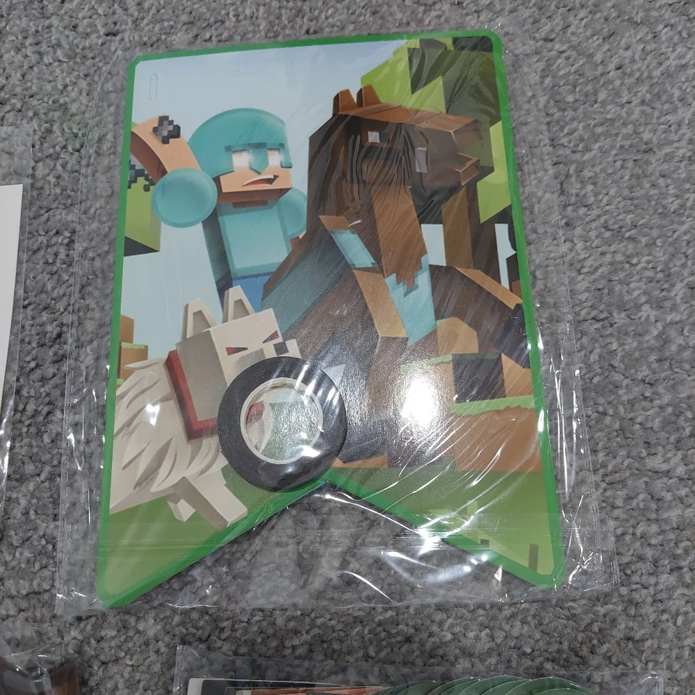 Minecraft Birthday Party Supplies plates plasticware balloons table cloth banner